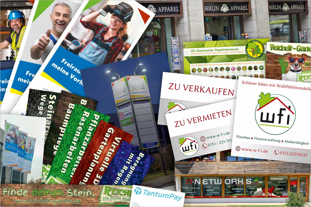 Firmenschilder + Werbebanner der Werbeagentur für Falkensee, Dallgow-Döberitz, Brieselang und Nauen